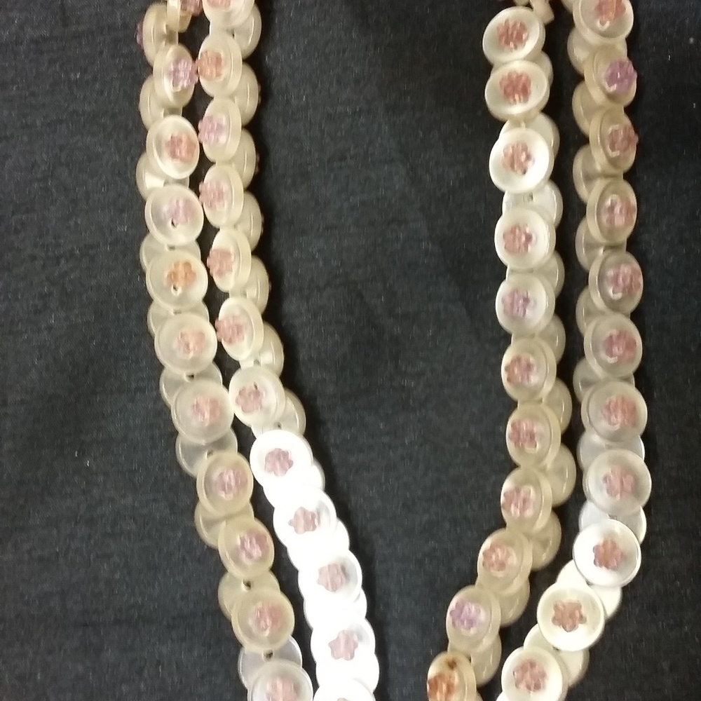 Vintage white button necklace